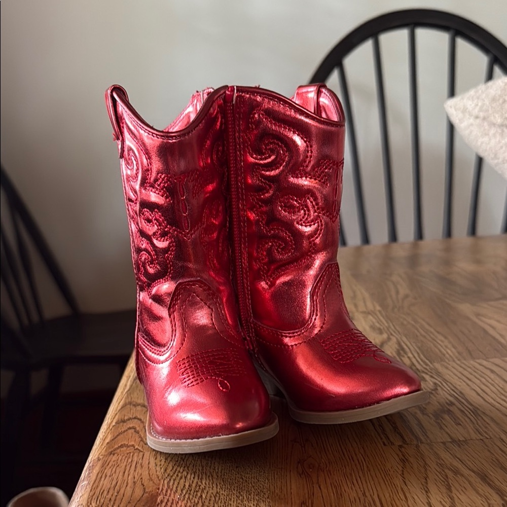 Tucker & Tate Shiny Red Cowboy Boots Toddler Size 7
